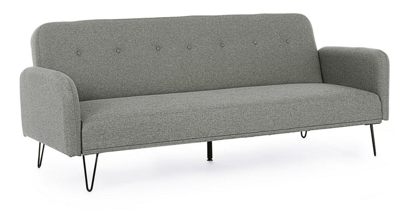 divano letto in tessuto piedi in acciaio stile moderno grigio
