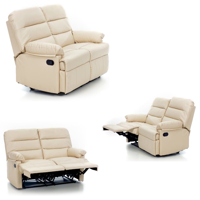 Divano relax reclinabile manuale imbottito rivestito in similpelle cm 140x90x102h- vari colori