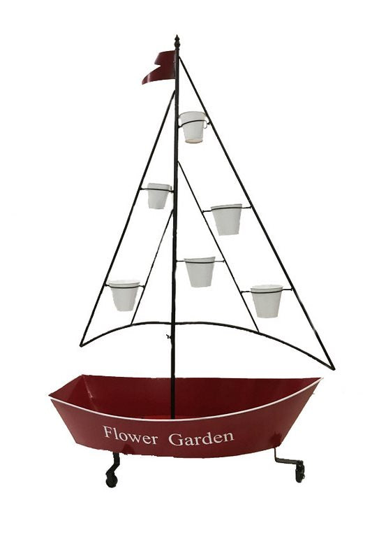 Espositore piante in metallo modello barca con ruote cm 105x45x165h