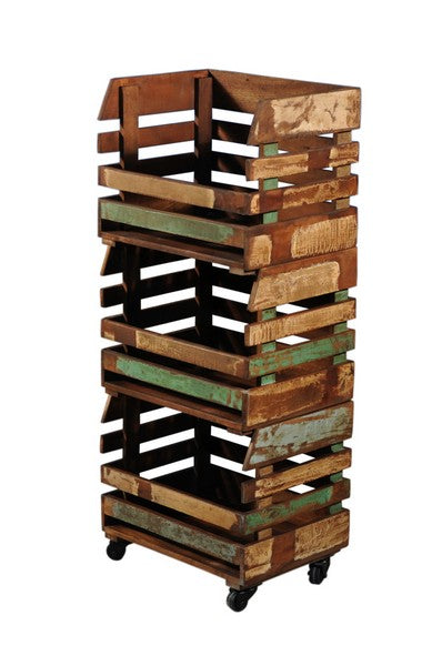 Etagere libreria industrial con ruote cm 40x30x98h