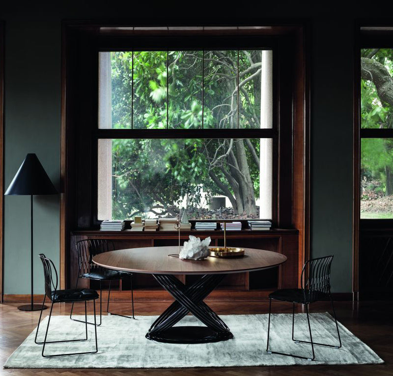 Fusion fisso - Tavolo design tondo Bontempi in acciaio e legno cm Ø 180x75h - vari colori