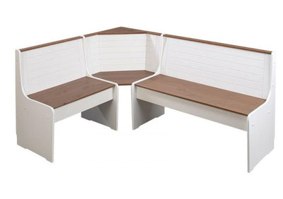 Liviano - Giropanca in legno massello bianco e naturale per sala pranzo cm 171x131x86h