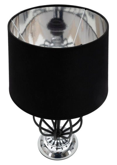 Lampada moderna da tavolo in metallo e tessuto colore argento e nero cm Ø 28x44h