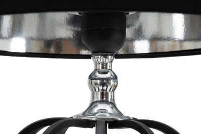 Lampada moderna da tavolo in metallo e tessuto colore argento e nero cm Ø 28x44h