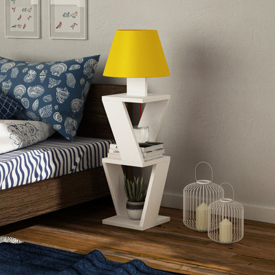 Lampada  con ripiani da pavimento design geometrico in legno cm 22x22x85h - vari colori