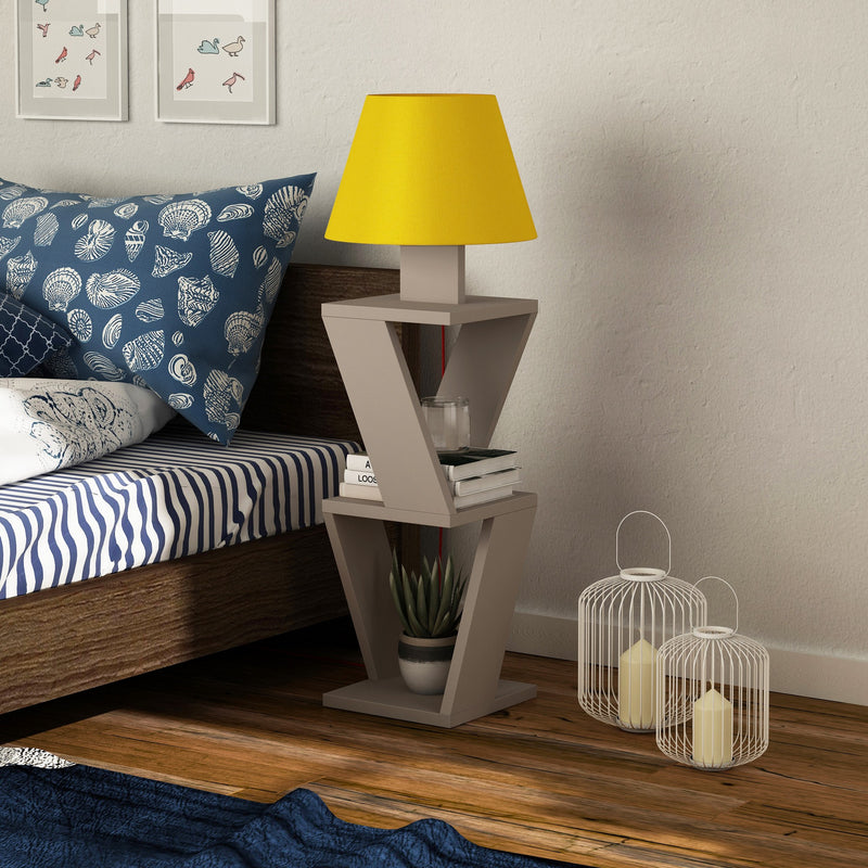 Lampada  con ripiani da pavimento design geometrico in legno cm 22x22x85h - vari colori