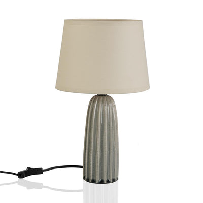 Lampada moderna da tavolo in ceramica e tessuto cm Ø 22x38h - vari colori