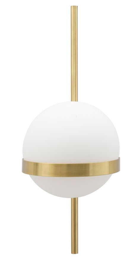 Lampada applique una luce da muro in metallo dorato sfera in vetro cm 15x20x40h