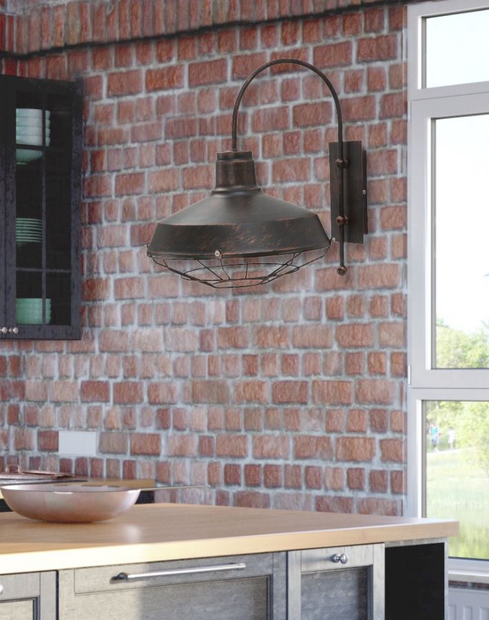 Applique da parete in ferro stile industriale cm 30x40x37h