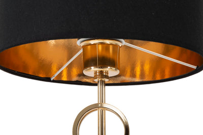 Lampada da tavolo base con anelli in metallo dorato paralume in tessuto cm Ø 25x54h