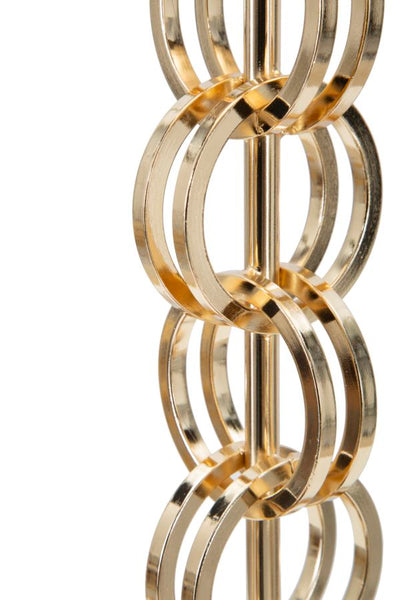 Lampada da tavolo base con anelli in metallo dorato paralume in tessuto cm Ø 25x54h