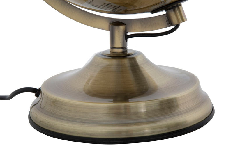 Lampada da tavolo design mappamondo in metallo dorato stile moderno cm Ø 25X38