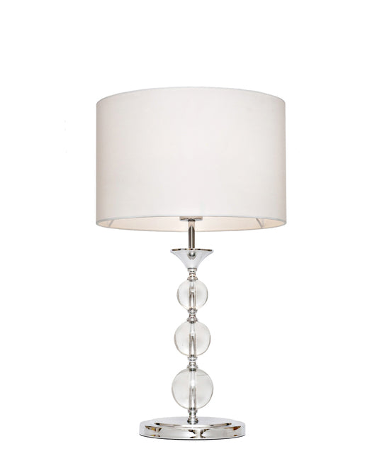 Lampada da salotto con sfere di cristallo e paralume in tessuto bianco cm Ø 36x63h