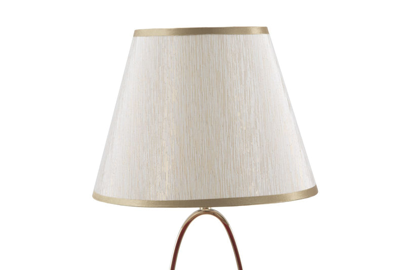 Lampada da salotto in metallo dorato paralume in tessuto bianco cm Ø 24x47h