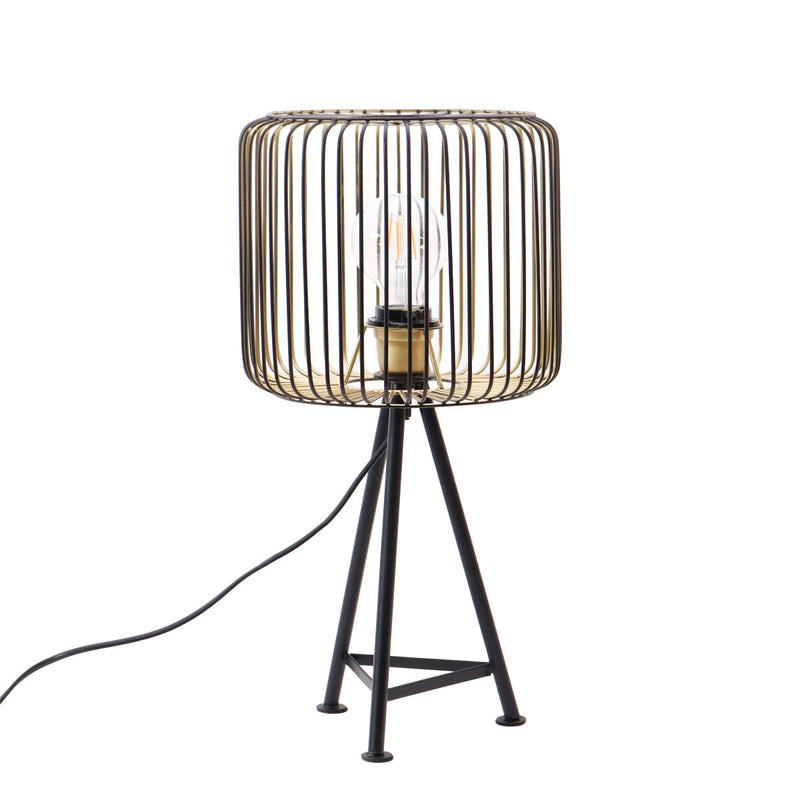 Lampada moderna da tavolo 3 piedi in metallo nero e oro cm Ø 28x46h