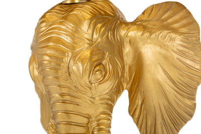 Lampada da tavolo testa di elefante colore oro coprilampada nero cm 32x59h
