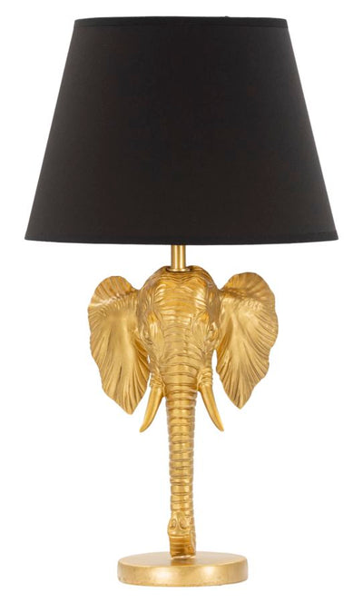 lampada moderna da tavolo base colore oro paralume in tessuto
