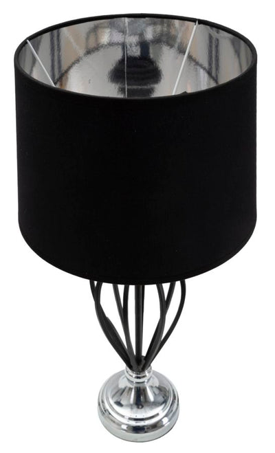 Lampada da salotto base in metallo colore nero paralume in tessuto cm Ø 28x56h