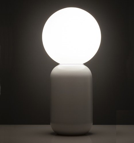 Lampada da tavolo moderna in ceramica e vetro colore bianco cm Ø 14x32h