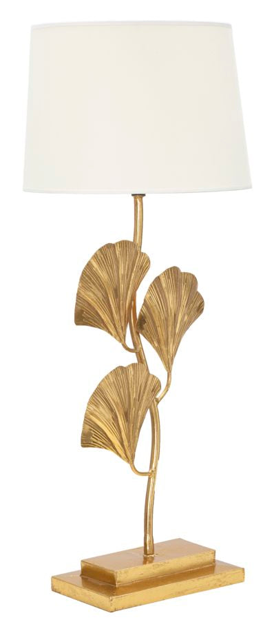 Lampada da tavolo in metallo dorato con foglie cm Ø 33x81h