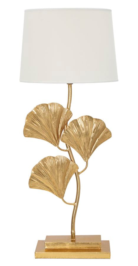 Lampada da tavolo in metallo dorato con foglie cm Ø 33x81h