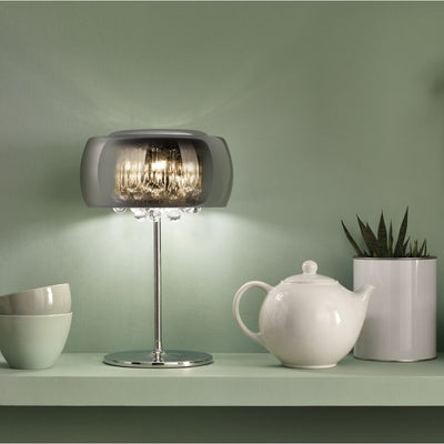 Lampada da tavolo moderna in vetro specchiato e pendenti in cristallo cm Ø 28x42h