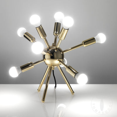 lampada da tavolo moderna in metallo dorato 9 lampadine