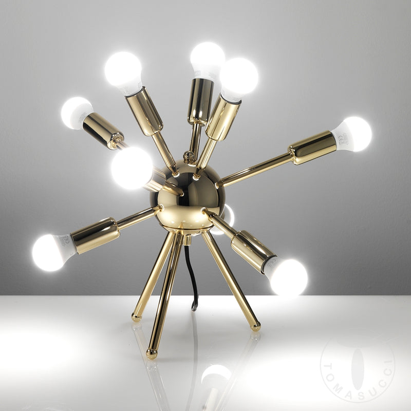 lampada da tavolo moderna in metallo dorato 9 lampadine