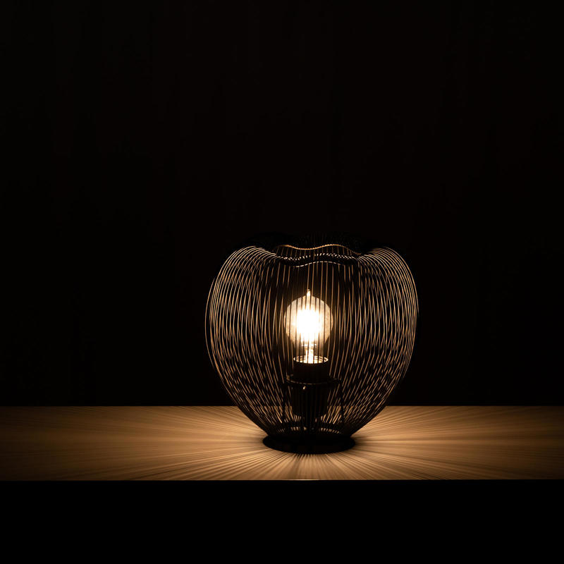 Lampada design da tavolo paralume in fili di metallo colore nero cm Ø 26x25h