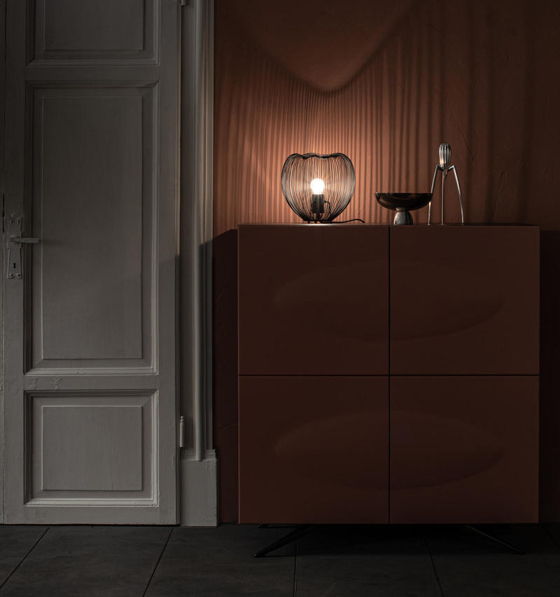 Lampada design da tavolo paralume in fili di metallo colore nero cm Ø 26x25h