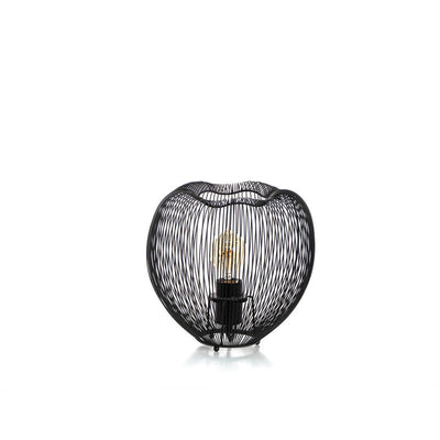 Lampada design da tavolo paralume in fili di metallo colore nero cm Ø 26x25h