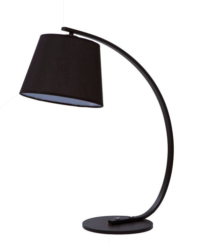 Lampada da tavolo scrivania in metallo e tessuto colore nero cm 24x55x60h