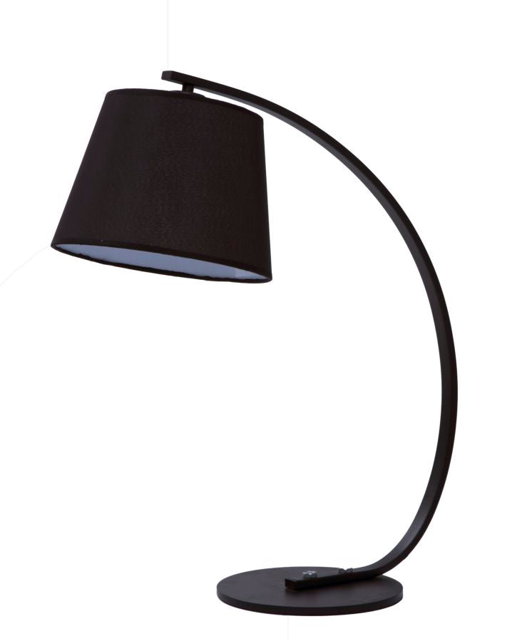 Lampada da tavolo scrivania in metallo e tessuto colore nero cm 24x55x60h
