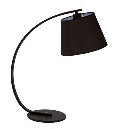 Lampada da tavolo scrivania in metallo e tessuto colore nero cm 24x55x60h
