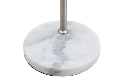 lampada da tavolo in metallo colore argento base in marmo