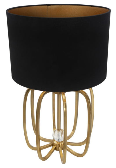 Lampada da tavolo moderna in metallo dorato cappello in tessuto nero cm Ø 38x62h