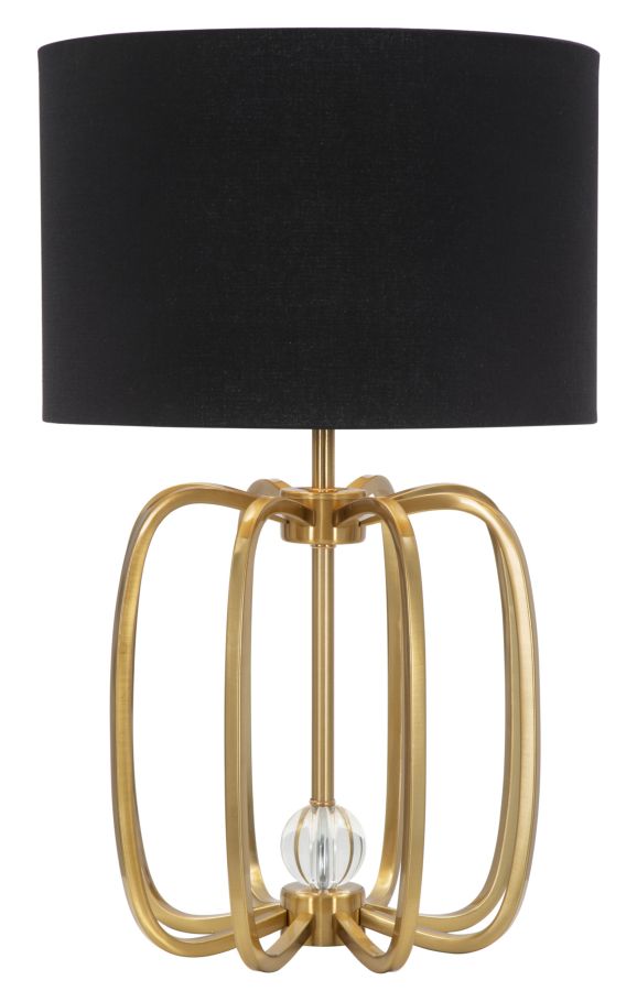Lampada da tavolo moderna in metallo dorato cappello in tessuto nero cm Ø 38x62h