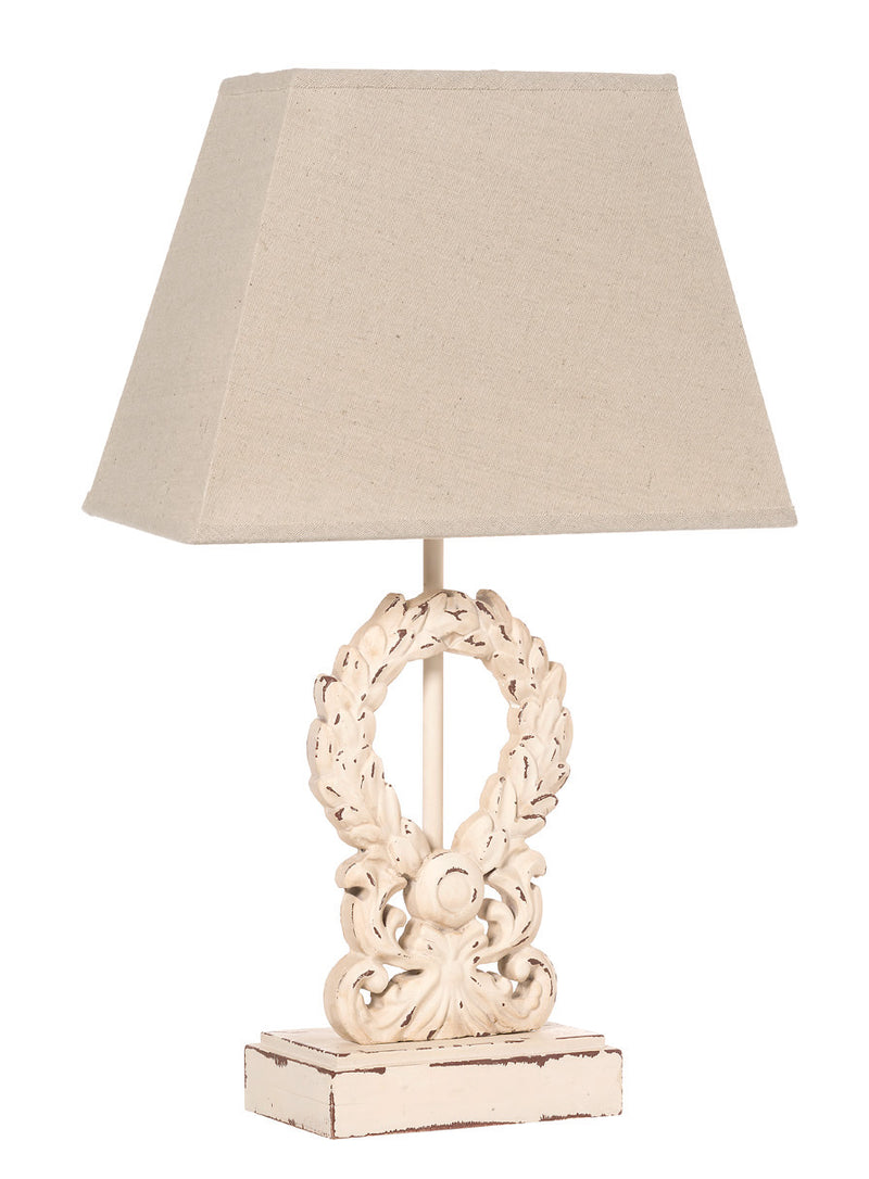 Lampada da tavolo base in legno stile shabby cm 30x15x48h