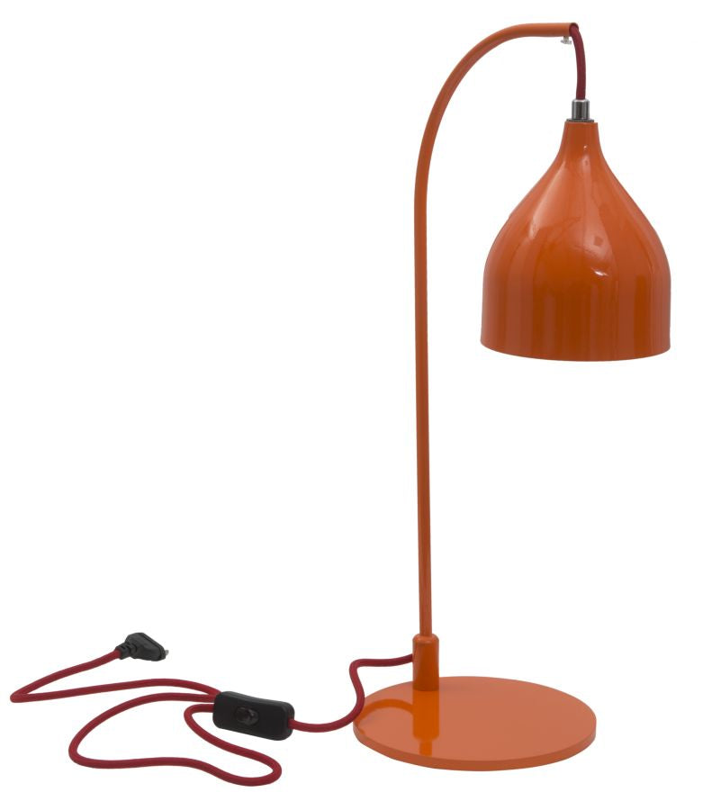 lampada da tavolo scrivania in metallo colore arancio