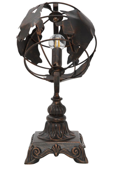 Lampada da tavolo World in ferro stile industrial colore nero cm 24x20x40h