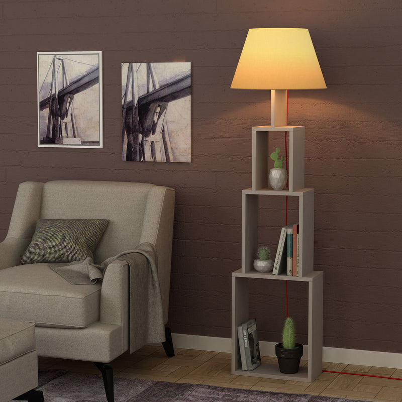 Lampada da pavimento moderna 2 in 1 con libreria in legno cm 40x15x168h - vari colori