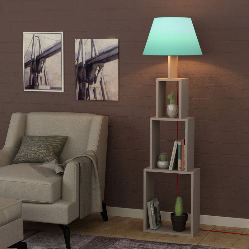 Lampada da pavimento moderna 2 in 1 con libreria in legno cm 40x15x168h - vari colori
