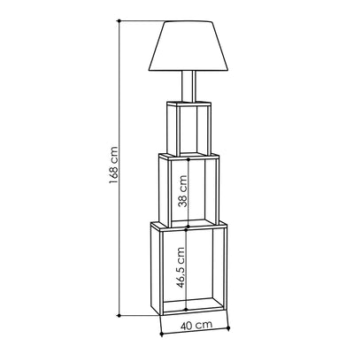 Lampada da pavimento moderna 2 in 1 con libreria in legno cm 40x15x168h - vari colori