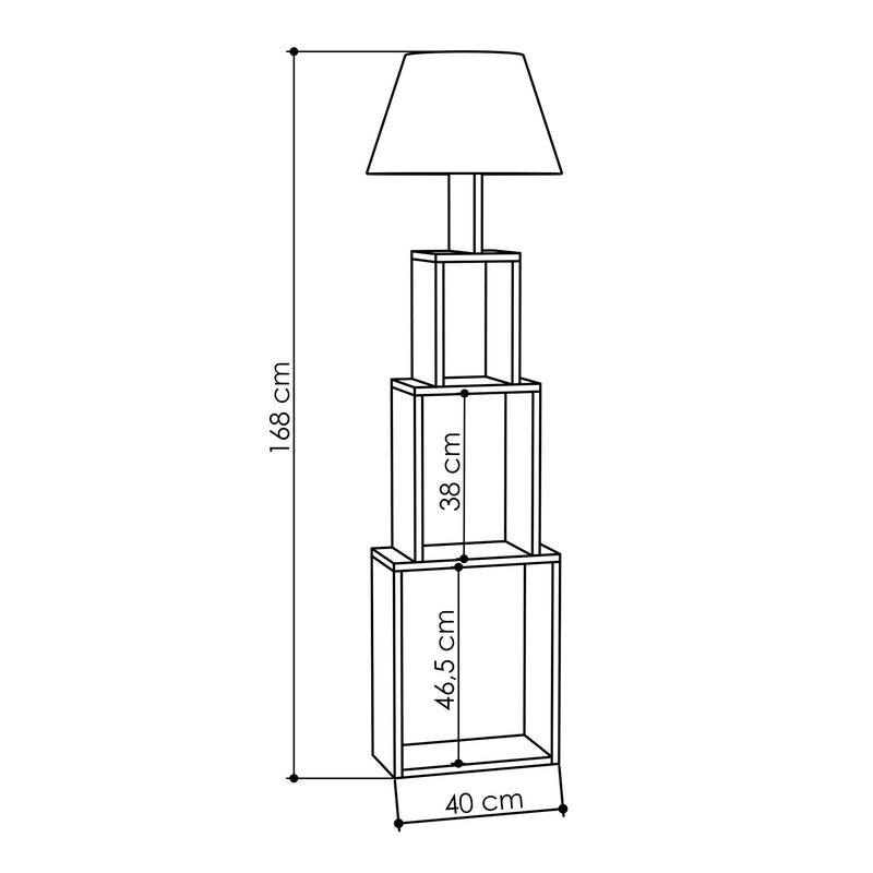 Lampada da pavimento moderna 2 in 1 con libreria in legno cm 40x15x168h - vari colori