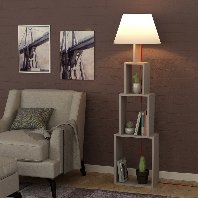 Lampada da pavimento moderna 2 in 1 con libreria in legno cm 40x15x168h - vari colori