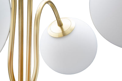 Lampada da pavimento in metallo dorato 4 paralumi in vetro cm Ø 54x176h