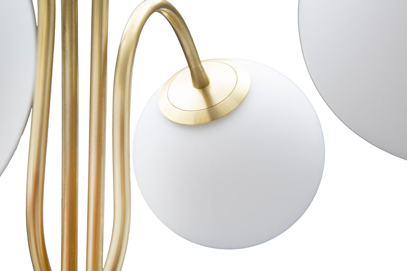 Lampada da pavimento in metallo dorato 4 paralumi in vetro cm Ø 54x176h