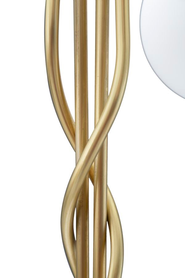 Lampada da pavimento in metallo dorato 4 paralumi in vetro cm Ø 54x176h