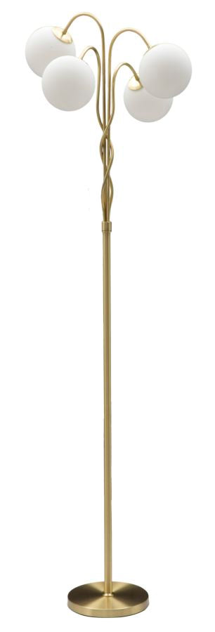 Lampada da pavimento in metallo dorato 4 paralumi in vetro cm Ø 54x176h