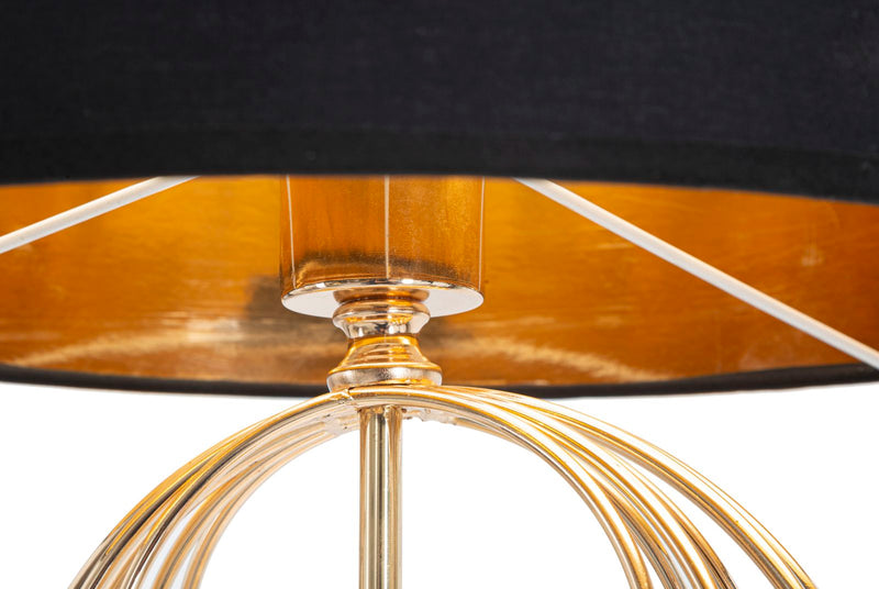 Lampada da terra moderna asta in metallo dorato paralume in tessuto nero cm Ø 33x165h
